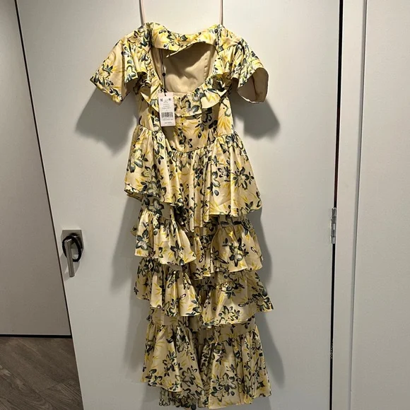 Cinq a Sept Yellow Ruffle Dress